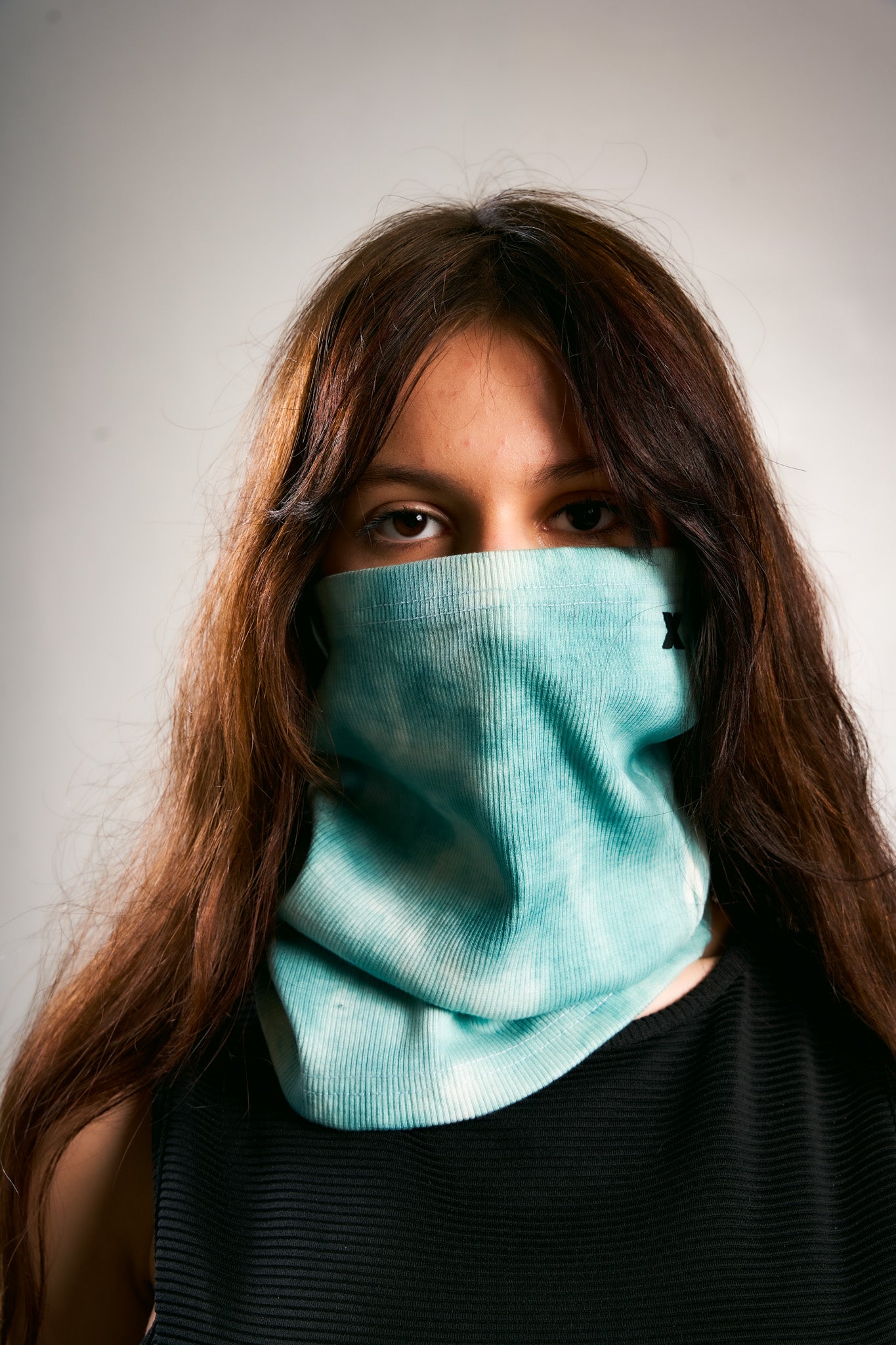 green tie dye coma mask