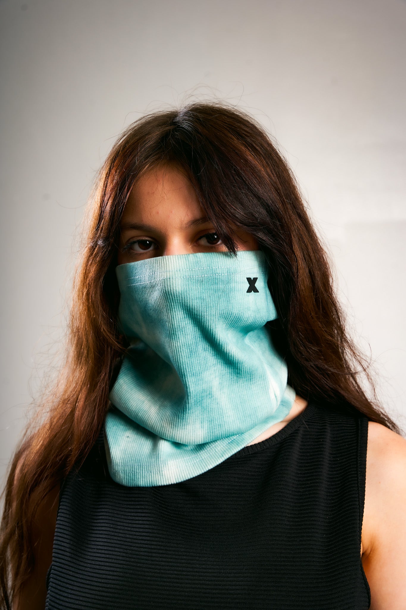 green tie dye coma mask