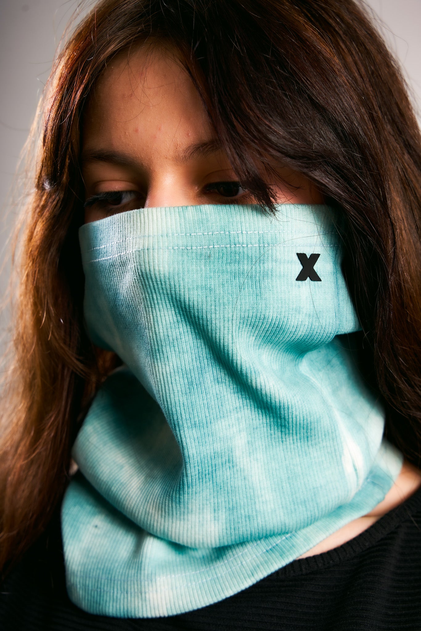 green tie dye coma mask