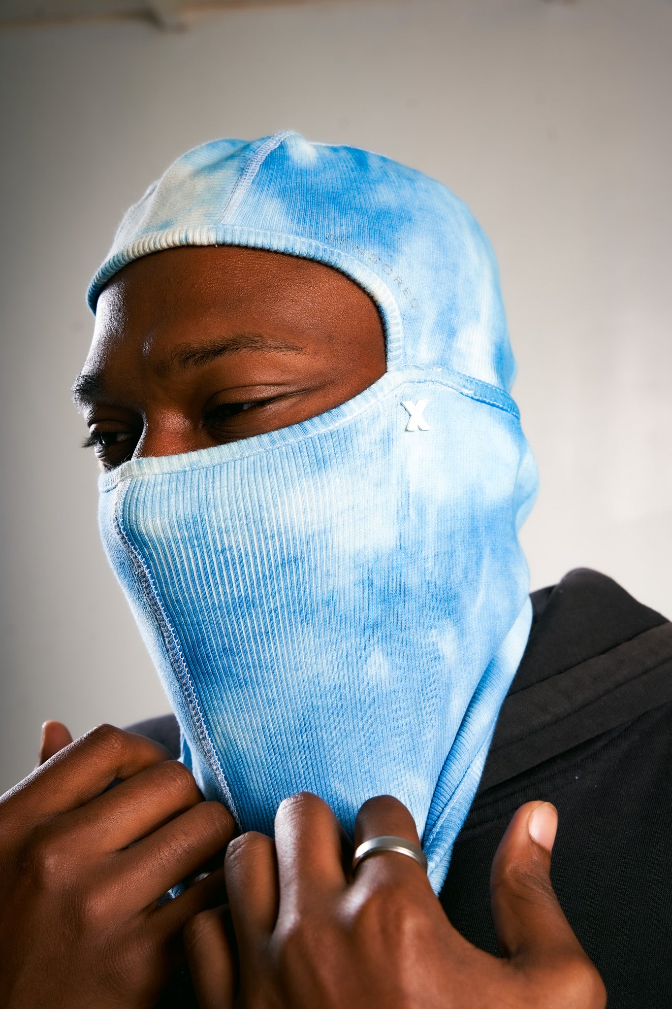 baby blue tie dye ski mask